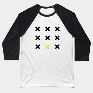 Black and Yellow X Pattern Baseball T-Shirt